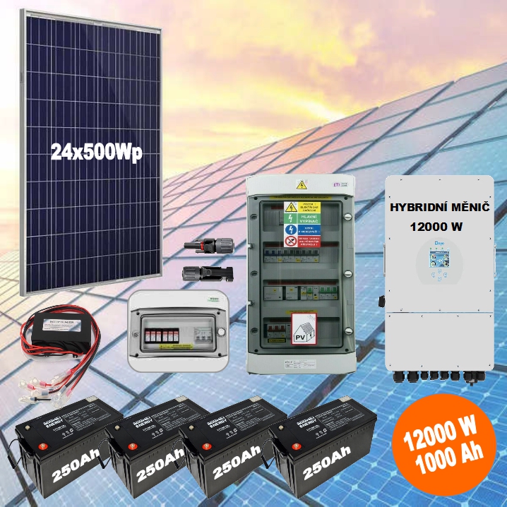 SW HybridGrid 12000-3F solární elektrárna, 12kWp, Měnič 12kW, 48kWh Pb-GEL