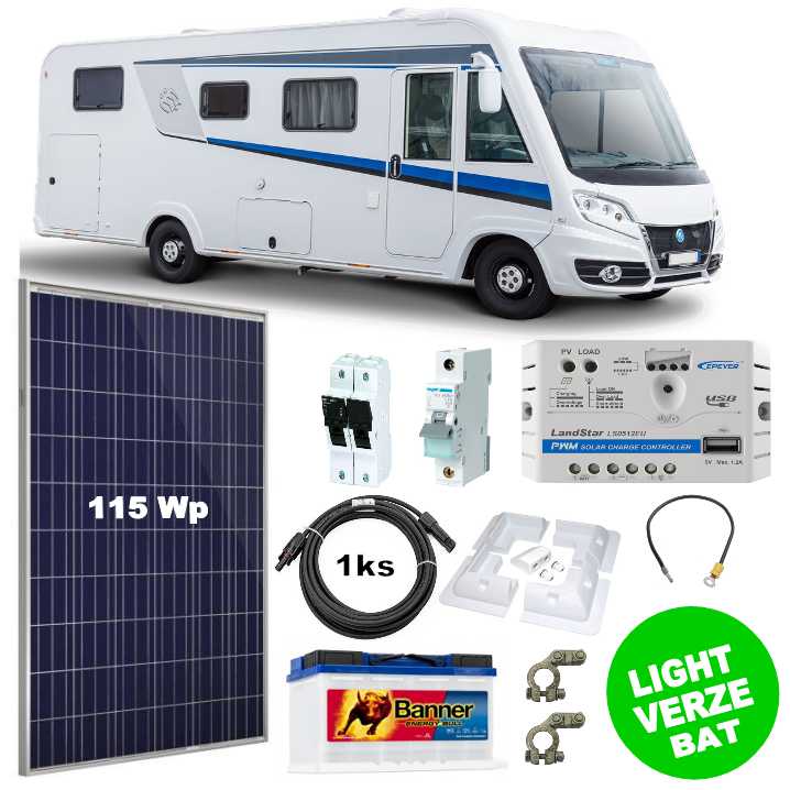 SolarWifi OffGrid 115.2 solární set pro karavany 115 Wp, 12V, 80 Ah