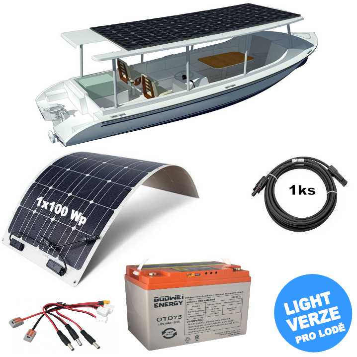 SolarWifi OffGrid 100 solární set pro lodě 100 Wp, 12V Smart Battery 100Ah