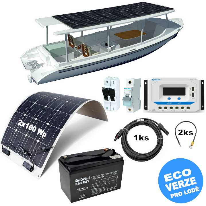 SolarWifi OffGrid 200 solární set pro lodě 200 Wp, 12V 100Ah