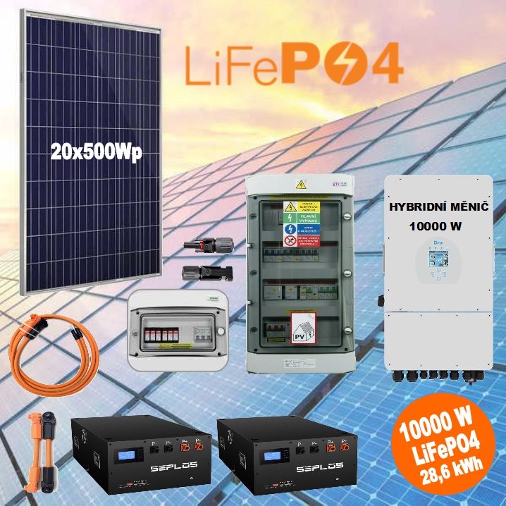 SW HybridGrid 10000L-3F solární elektrárna, 10kWp, Měnič 10kW, 28kWh LiFePO4