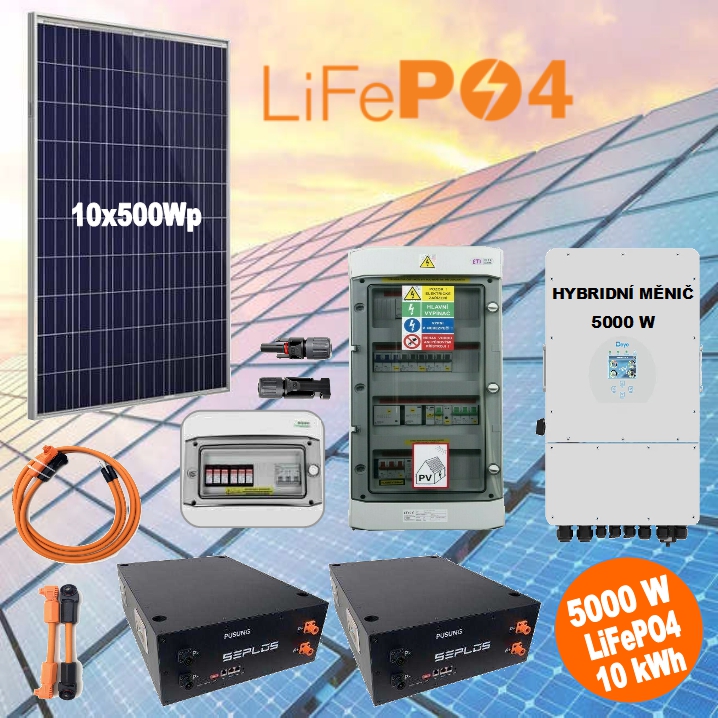 SW HybridGrid 5000L-3F solární elektrárna, 5kWp, Měnič 5kw, 28kWh LiFePO4